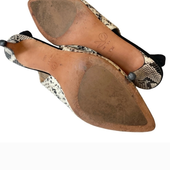 Natural Snake Embossed Slingback Kitten Heel Pointed Toe Suede Details Size 10 - Picture 10 of 13